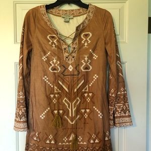Rust Flying Tomato (Cavenders) Long Sleeve Dress